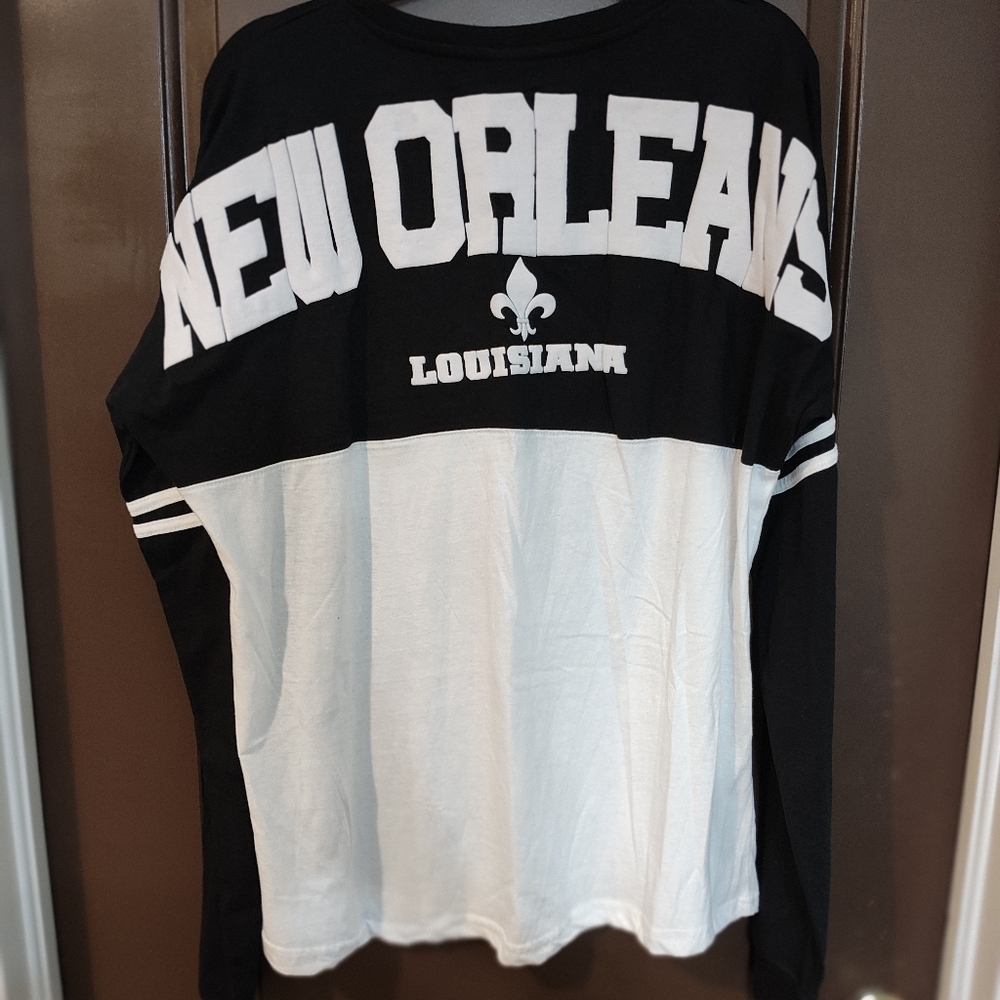 Black and White New Orleans Long Sleeve Shirt 2XL